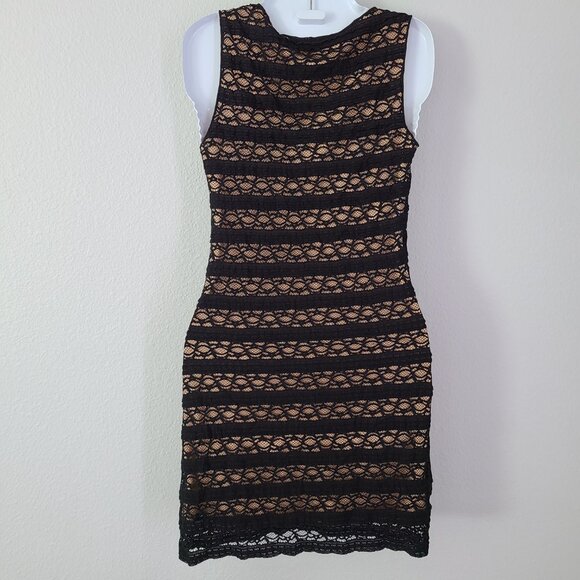 Max Studio Lace Sheath Dress Black Nude Lined Women's Size XS - Picture 3 of 15